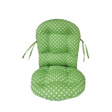 Arkalıklı Bambu Sandalye  Minderi 2 Ayrı Parça Yeşil  Puantiyeli 6 Adet Takım -Fitsdekor